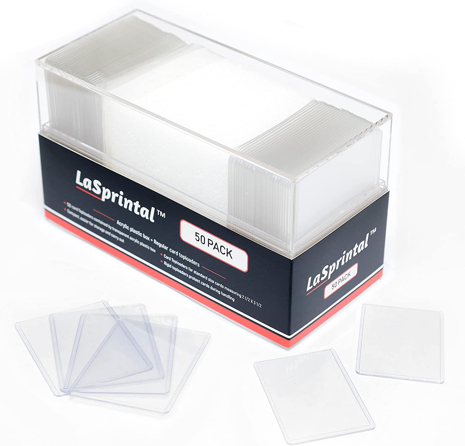 50pcs LaSprintal Top Loaders Bundle/Handmade Acrylic Box (w/Lid)